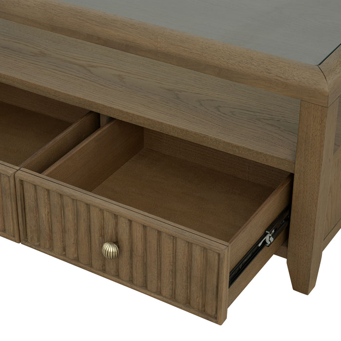 Reed - Square Coffee Table With Casters - Driftwood Oak