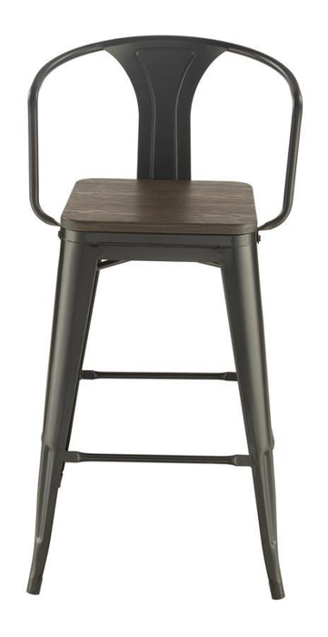 Cavalier - Wooden Seat Bar Stools (Set of 2) - Dark Elm And Matte Black