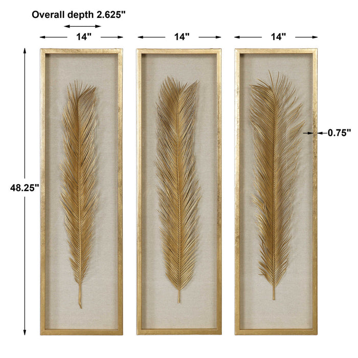 Palma - Leaf Shadow Box (Set of 3) - Gold