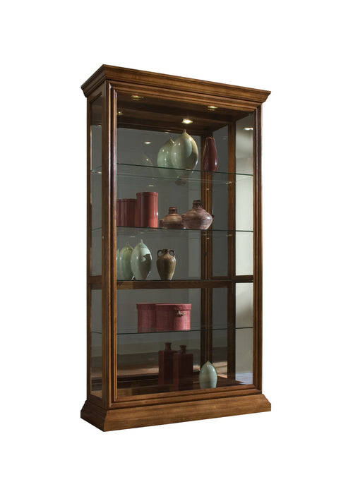 PFC Curios - Lighted Sliding Door 4 Shelf Curio Cabinet - Golden Oak Brown