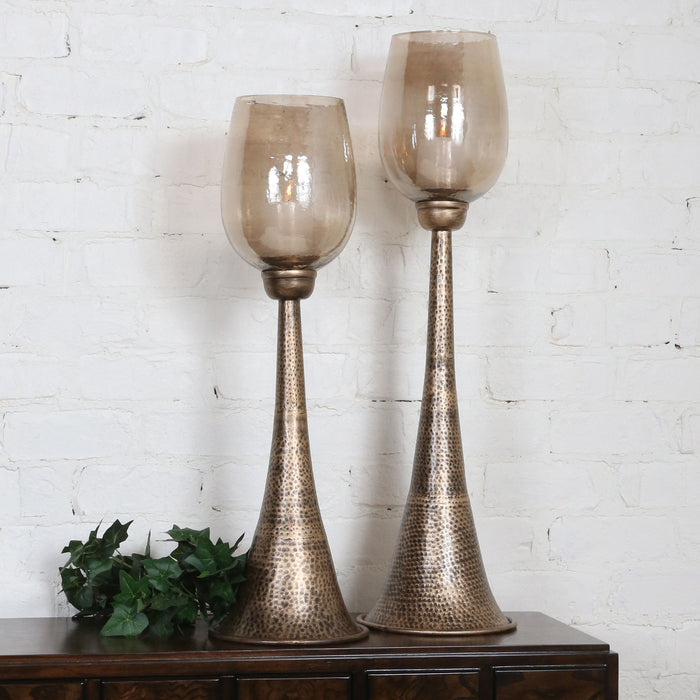 Badal - Candleholders (Set of 2) - Antiqued Gold