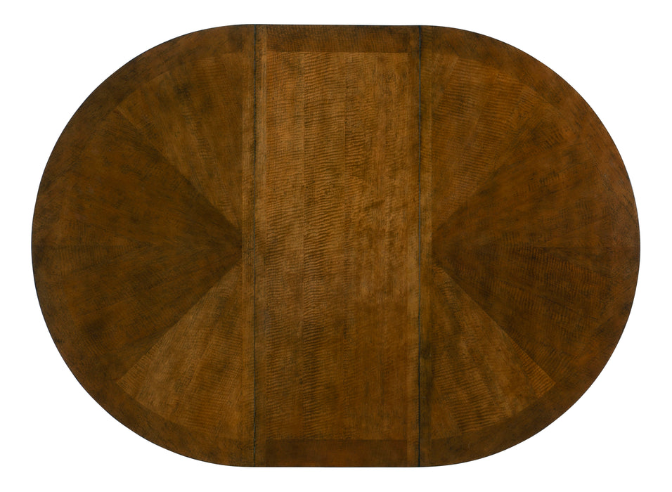 Highland - Round To Oval Pedestal Table - Dark Brown