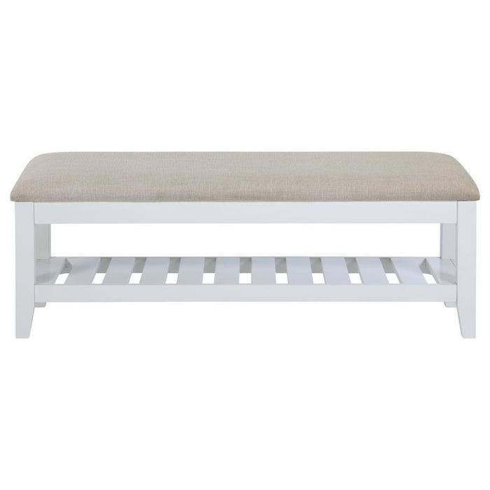 Bexhill - Upholstered Rectangular Bench With Shelf - White