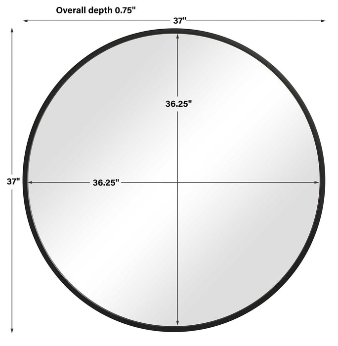 Contemporary Round Mirror - Black Matte