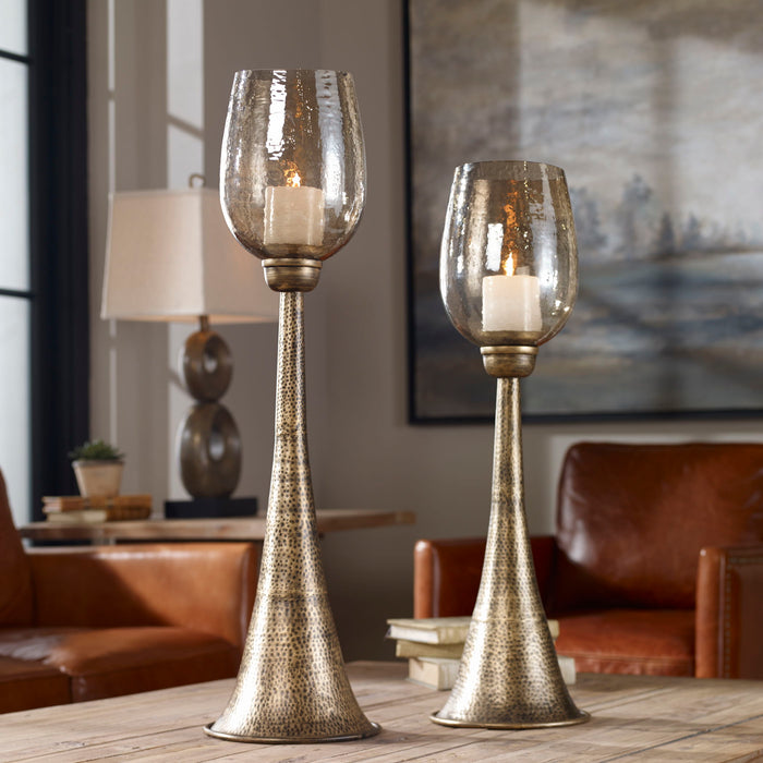 Badal - Candleholders (Set of 2) - Antiqued Gold