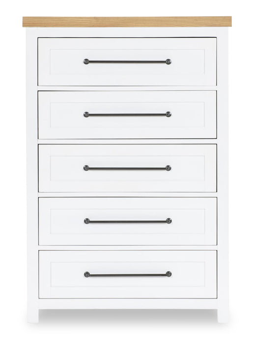 Horizons - 5 Drawers Chest - Pure White / Natural Oak
