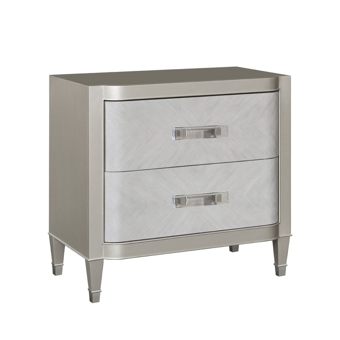 Zoey - 2 Drawer Nightstand with Wireless Charger - Silver