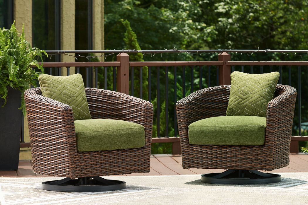 Horizon Hall - Brown / Green - Swivel Lounge With Cushion