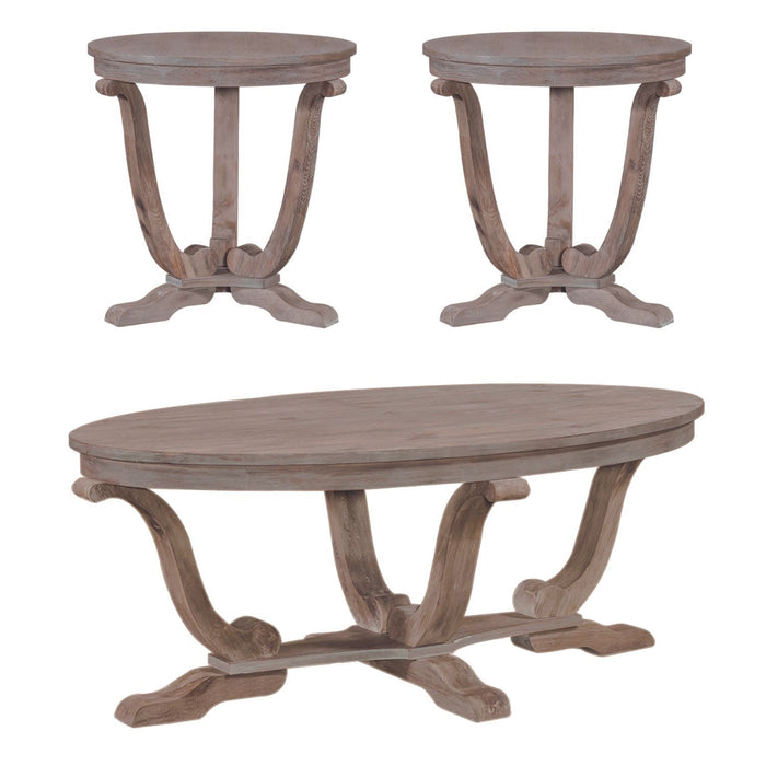 Graystone Mill - 3 Piece Table Set (1 Cocktail 2 End Tables) - Light Brown