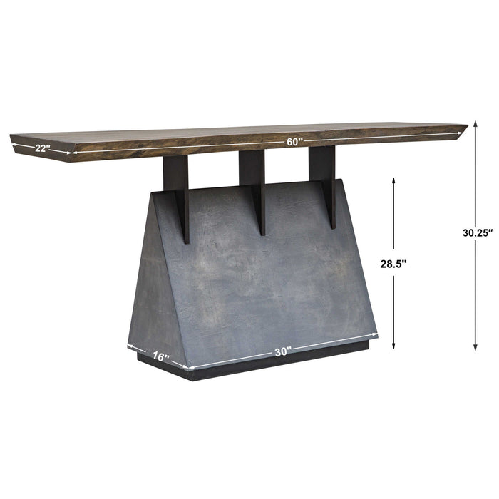 Vessel - Industrial Console Table - Dark Brown & Dark Gray