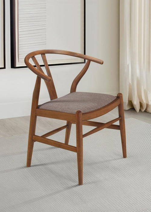 Dinah - Danish Y-Shaped Back Wishbone Dining Side Chair (Set of 2) - Walnut And Brown