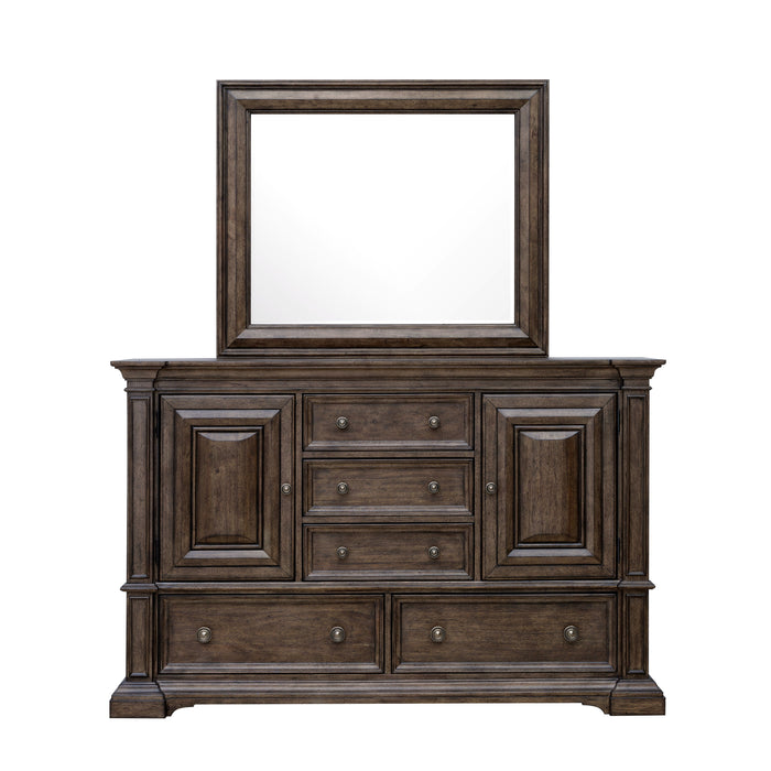 Woodbury - 5-Drawer Dresser with Cabinets - Cowboy Boots Brown