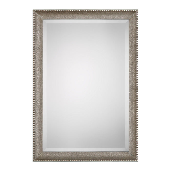 Textured Surface Mirror - Metallic Silver & Light Gray