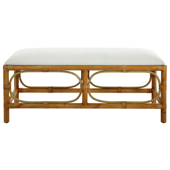 Laguna - Fabric Rattan Bench - White