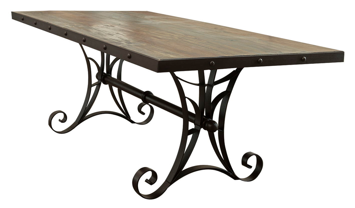 Antique - Table With Iron Base - Multicolor