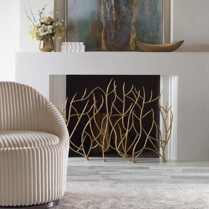 Gold Branches - Decorative Fireplace Screen - Gold