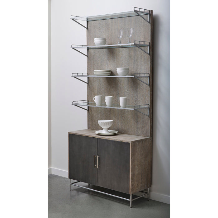 Industrial 4 Shelf Bookcase With 2 Door Cabinet - Brown