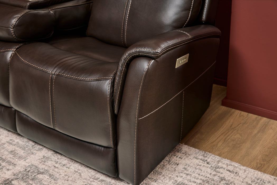 View - Power Reclining Sofa With Console, Power Headrest & Lumbar