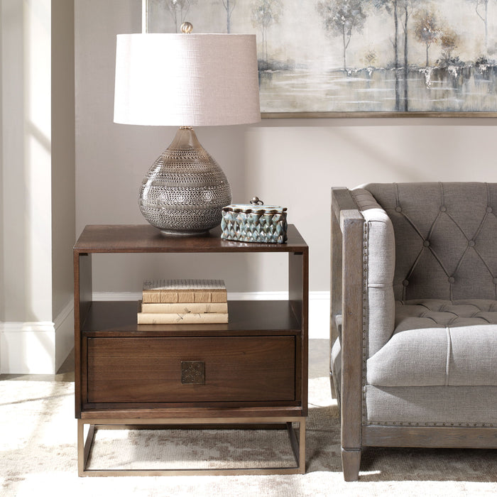 Bexley - Walnut Side Table - Dark Brown