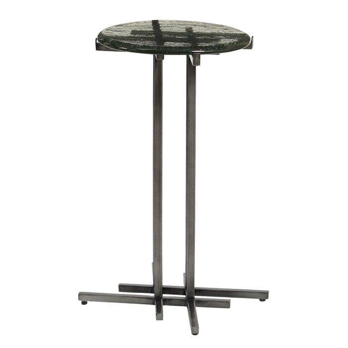 Glass Top Spot Table With Metal Base Pedestal - Gray