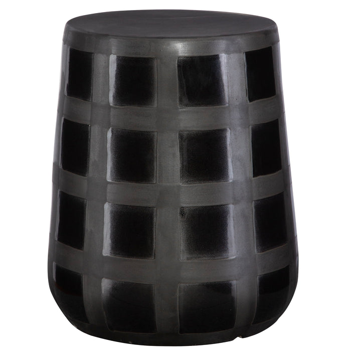 Patchwork Gridded - Garden Stool - Black