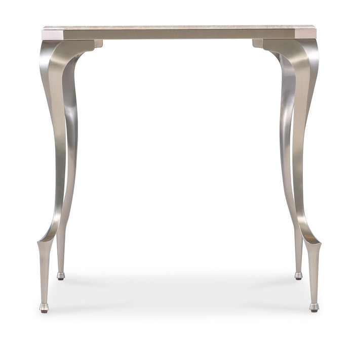 Bella Donna - Rectangle Stone Top End Table - Pearl Silver