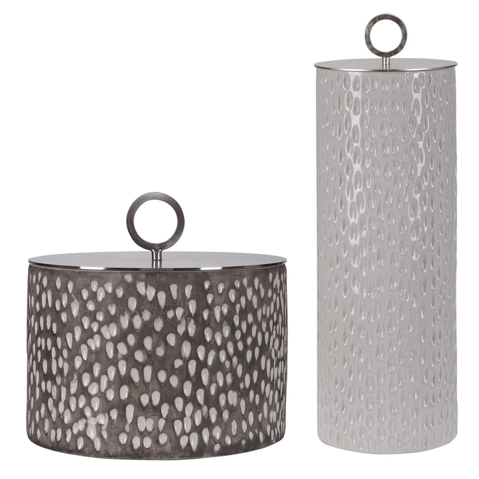 Cyprien - Ceramic Containers (Set of 2) - Pearl Silver