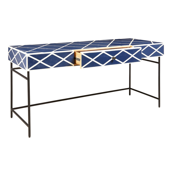 Writing Desk With Storage Drawer - Navy Blue - Multi