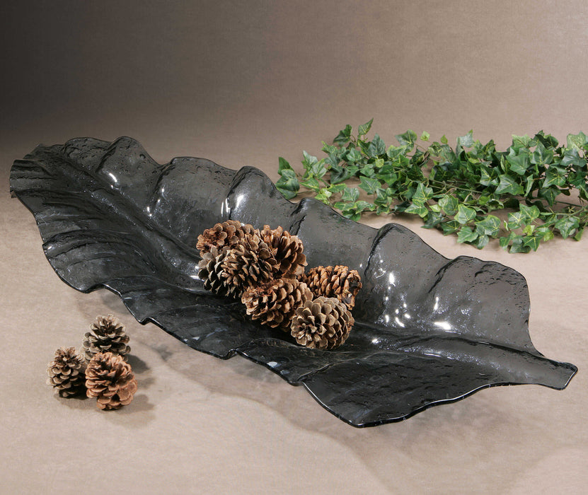 Smoked Leaf - Glass Tray - Dark Gray