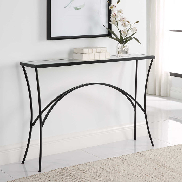 Alayna - Metal & Glass Console Table - Black