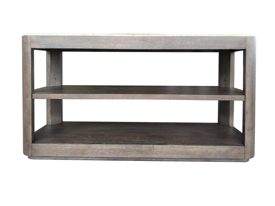 Lancia - Sofa Table With Stone Top - Charred Oak