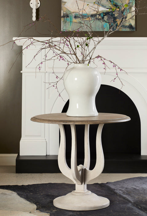 Two Toned Entry Table With Harp-Shaped Base - Multi