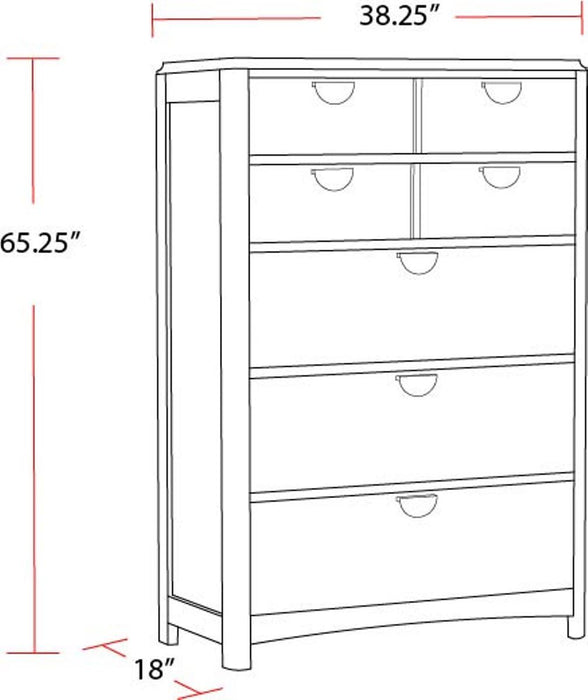 Escape - Bedroom 5 Drawer Chest With Cedar Bottom - Glazed Natural Oak