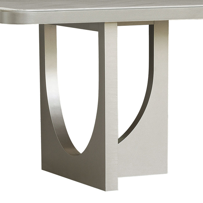 Zoey - Double Pedestal Dining Table with Leaf Extensions - Silver