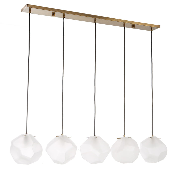 Geodesic - 5 Light Linear Pendant - White