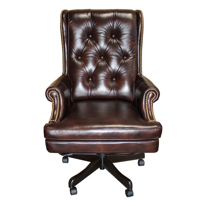 Dc#112 - Leather Desk Chair - Havana With Brown Base