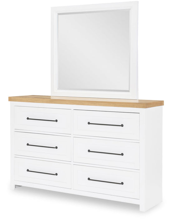 Horizons - Beveled Mirror - Pure White / Natural Oak