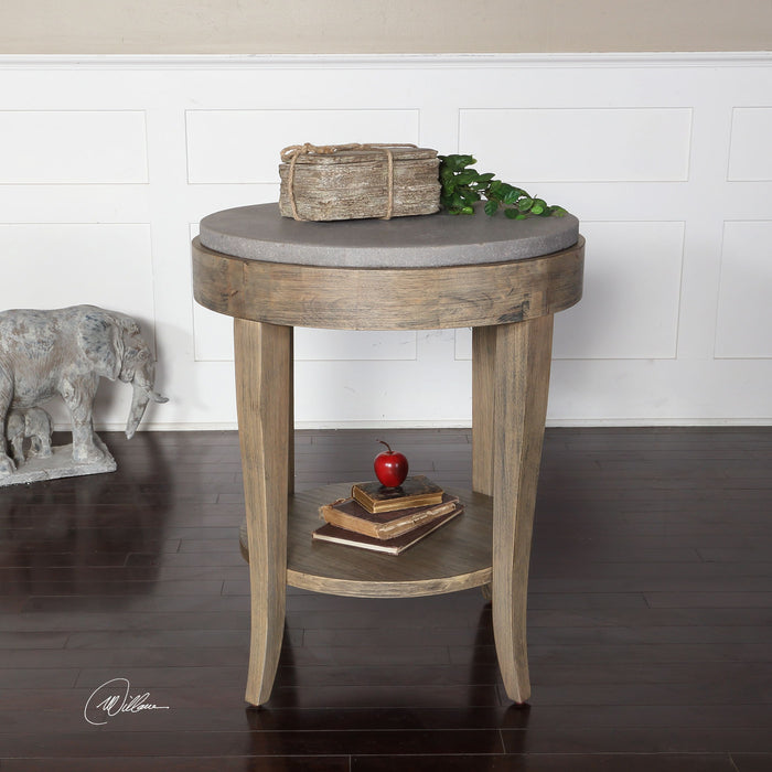 Deka - Round Side Table - Gray & Light Brown