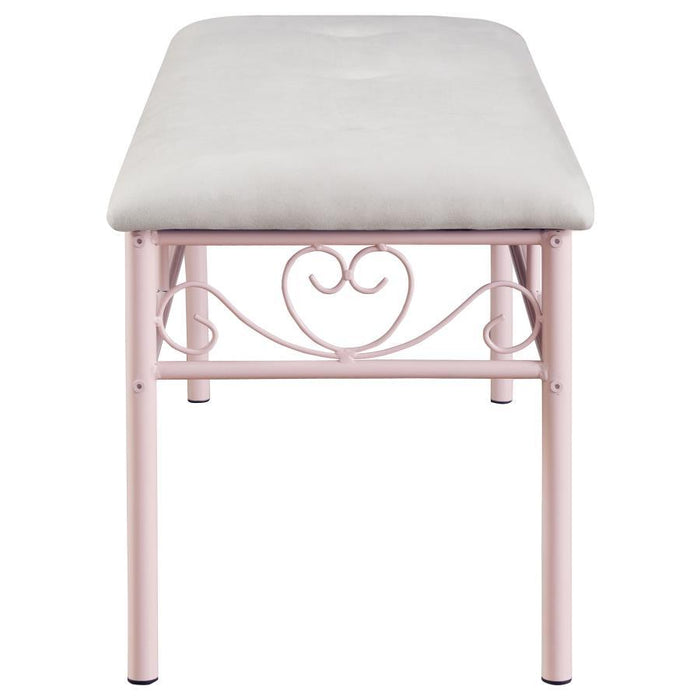 Massi - Tufted Upholstered Bench - Powder Pink