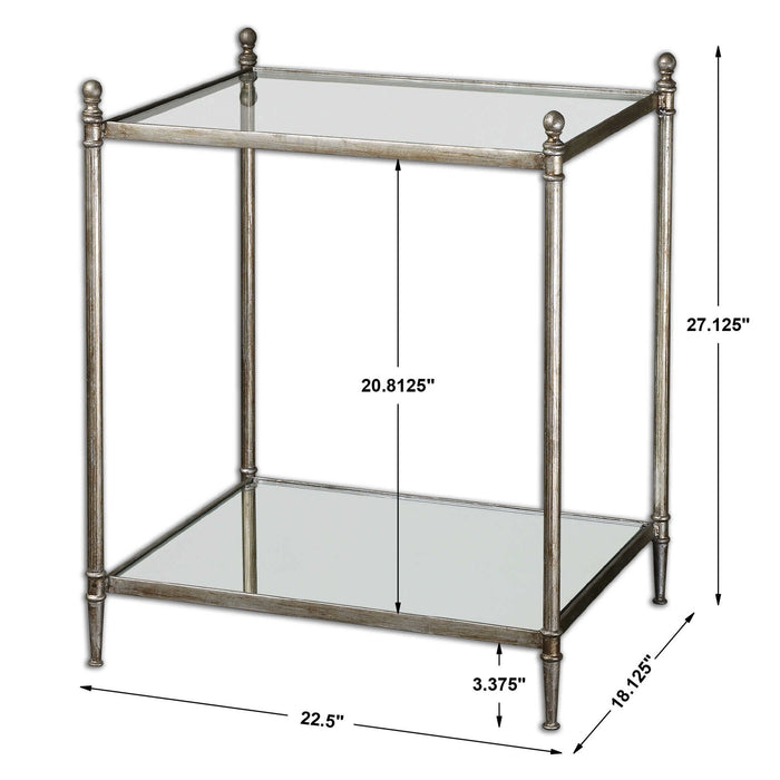 Gannon - Mirrored Glass End Table - Pearl Silver