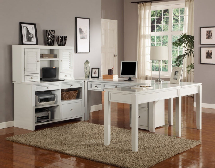 Boca - U Shape Desk With Credenza File And Hutch - Cottage White