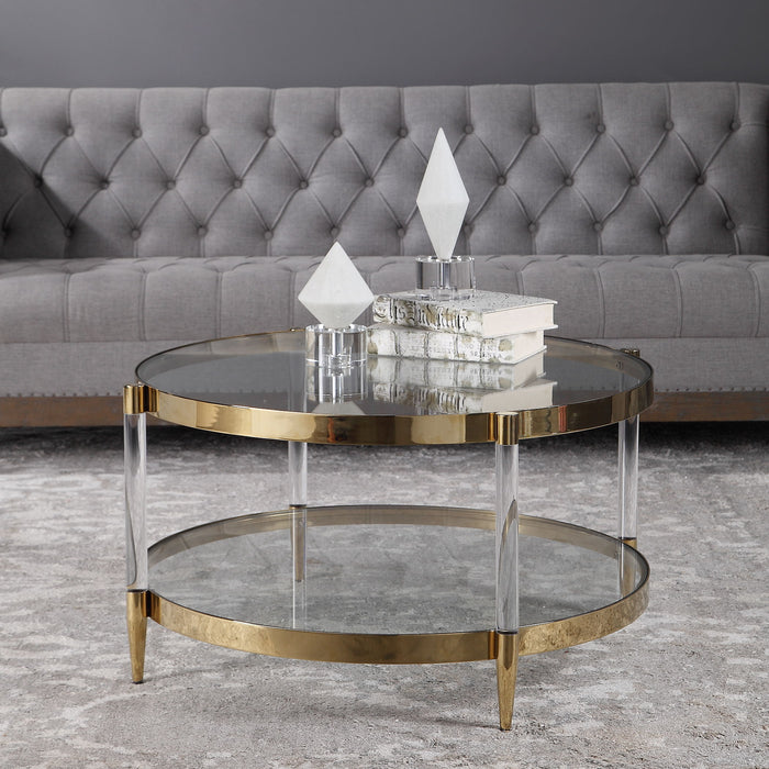 Kellen - Glass Coffee Table - Gold