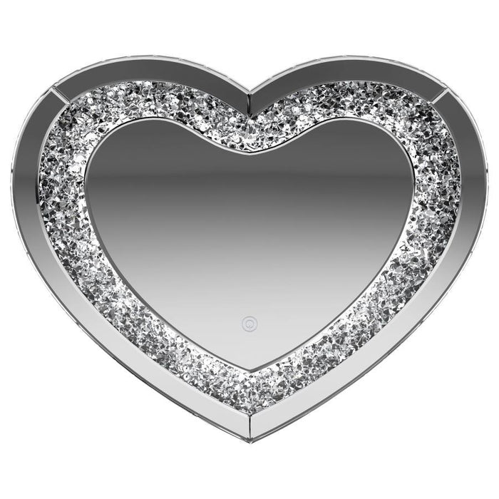 Aiko - Heart Shaped LED Light Wall Mirror - Silver