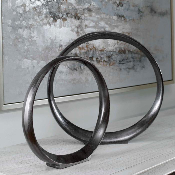 Orbits - Ring Sculptures (Set of 2) - Black
