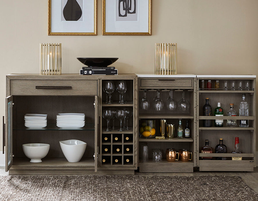 Pure Modern Dining - Multi-Functional Server With Bar Cabinet - Moonstone