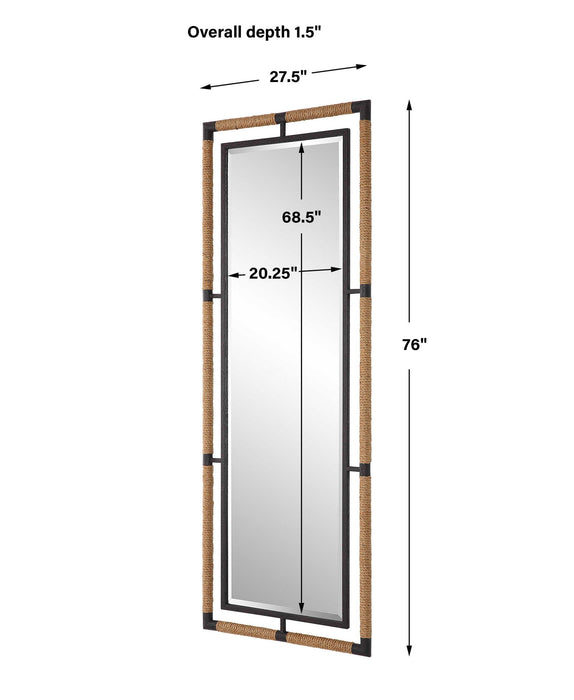 Melville - Iron & Rope Tall Mirror - Light Brown