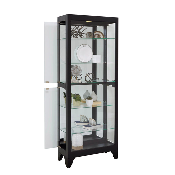 PFC Curios - Lighted Gallery Style 5 Shelf Curio Cabinet - Onyx Black