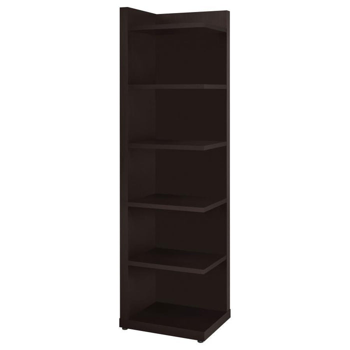 Alder - 6-Tier Corner Bookcase - Cappuccino