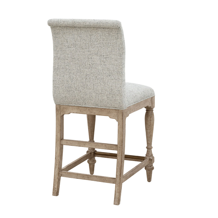 Higgins Street - Upholstered Back Stool - Brown & Pearl Silver