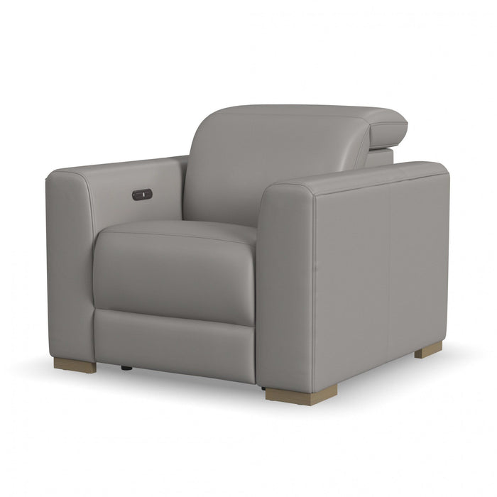 Aurora - Power Recliner With Power Headrest - Pearl Silver